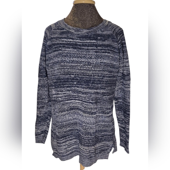 St Johns Bay Sweater Blue White Knit Womens Small - Picture 1 of 13